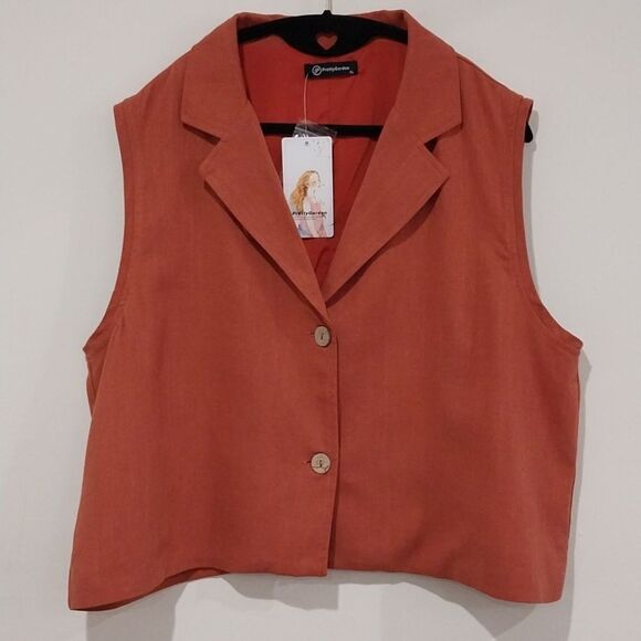 PrettyGarden Pant Blazer Vest Set Size XL Linen Blend High Waisted Wide Leg Chic - Picture 3 of 16